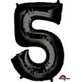 Anagram 33 in. Number 5 Black Super Shape Foil Balloons 66590